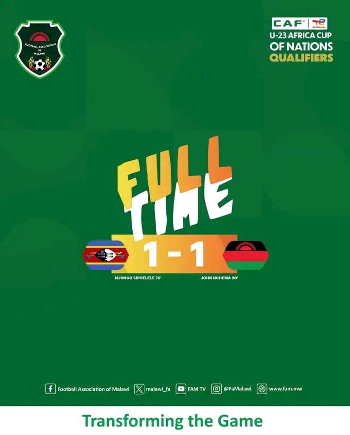 Malawi's U-23 AFCON dream ends as Eswatini progress